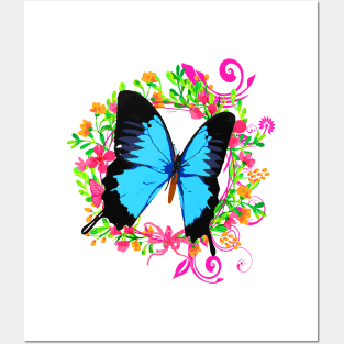 Colorful Papillon - Cute Butterfly - Girlie - Flower Pattern Posters and Art